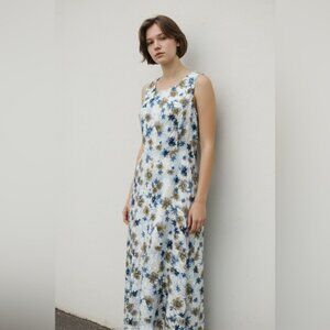 All that Jazz vintage 90s floral maxi dress corset lace back sleeveless size 7/8